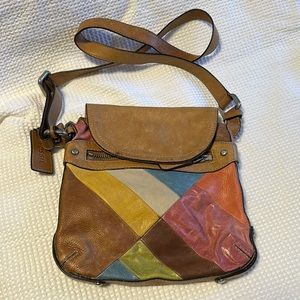 Beautiful fossil patchwork glove leather purse